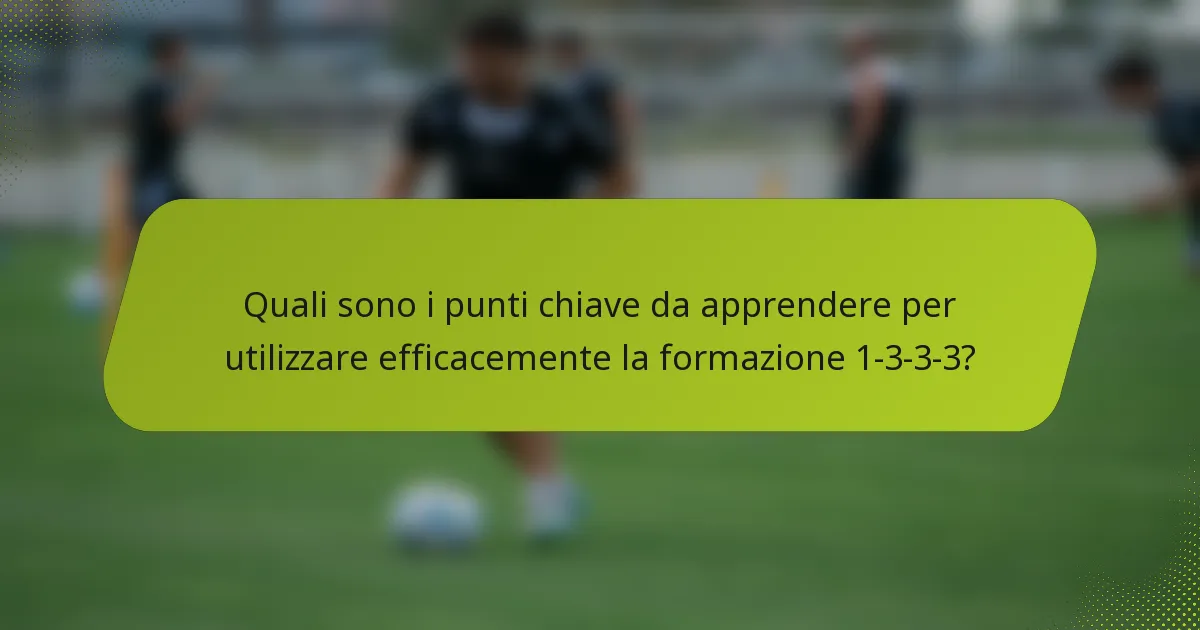 Quali sono i punti chiave da apprendere per utilizzare efficacemente la formazione 1-3-3-3?